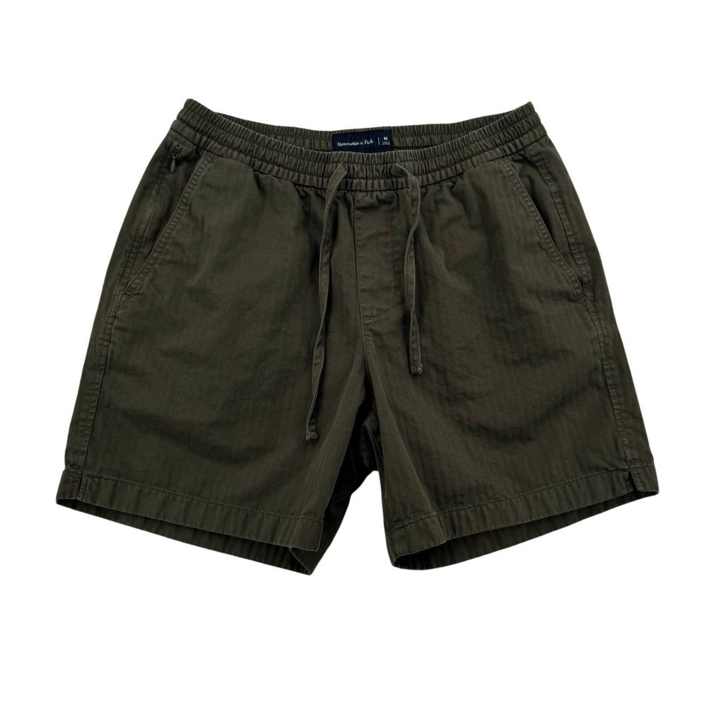 Abercrombie & Fitch Woven Shorts Mens M Olive Green Excellent Herringbone